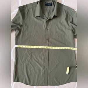 IC COLLECTION Men's Casual Olive Button Down Shirt